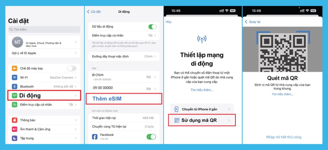 Hướng dẫn thêm eSIM trên iPhone
