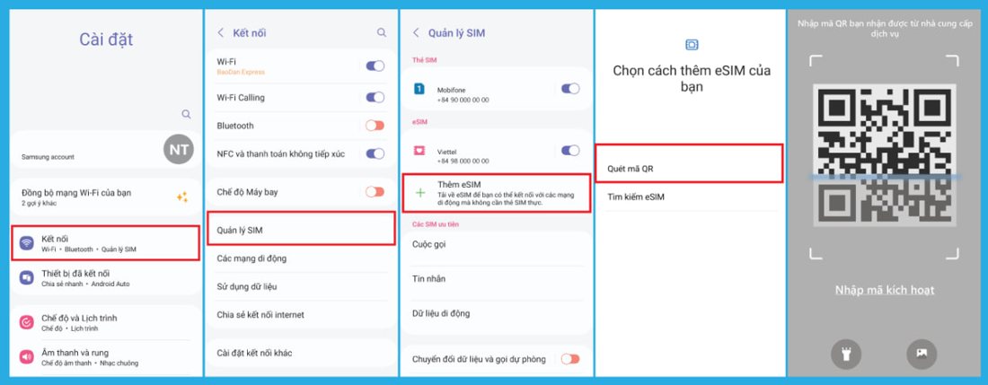 Hướng dẫn thêm eSIM trên Samsung
